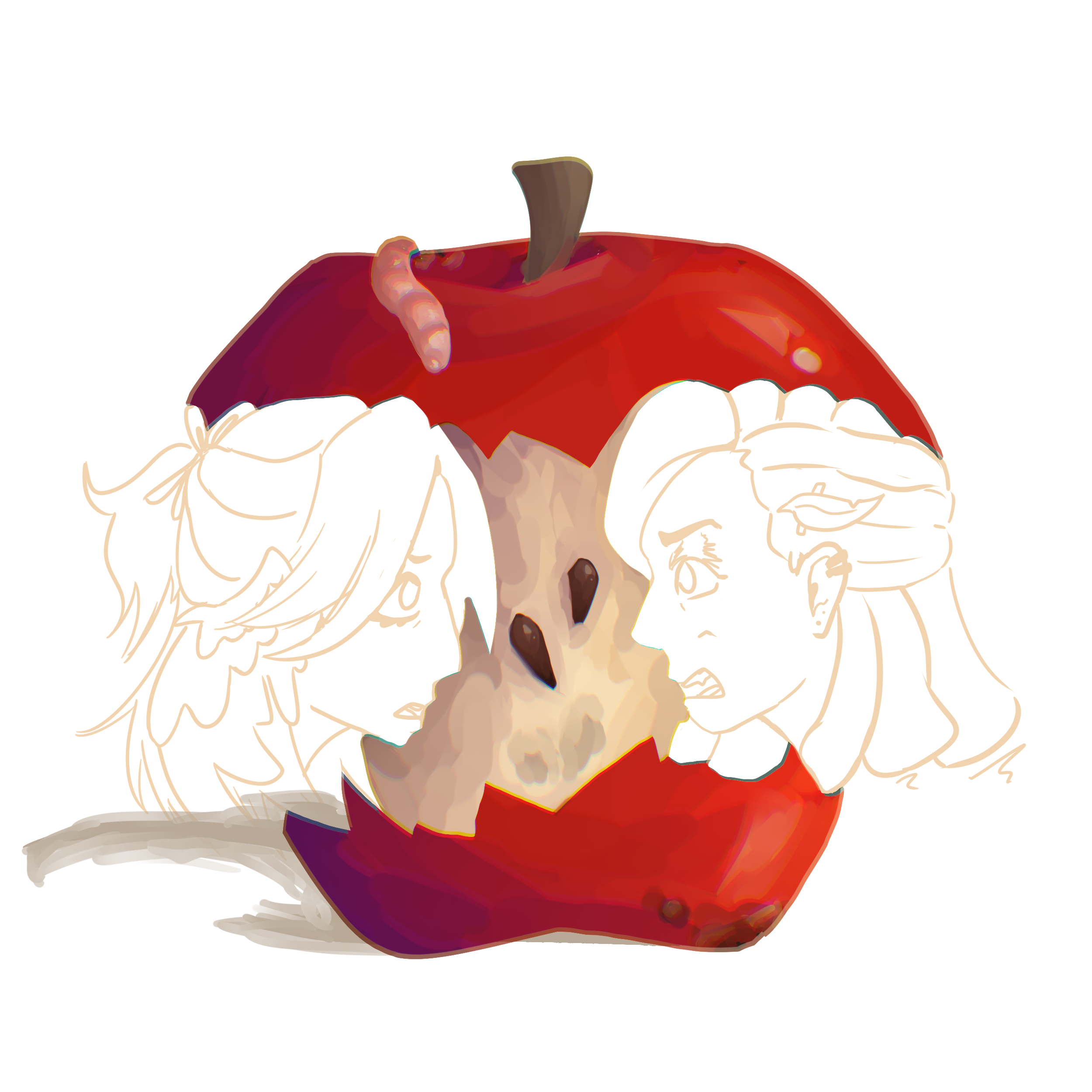 Faces in an eaten apple trend with Cassie and Shaylan